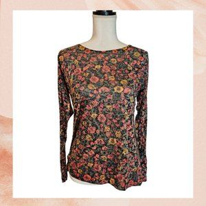 Green Floral Long Sleeve Soft Knit Tee